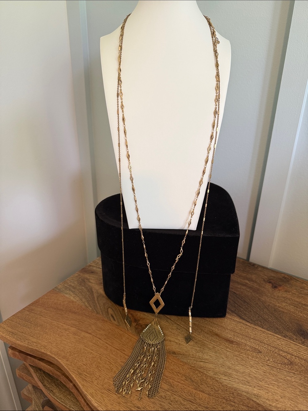 Gold Tassel Pendant Long Necklace - Women Jewelry